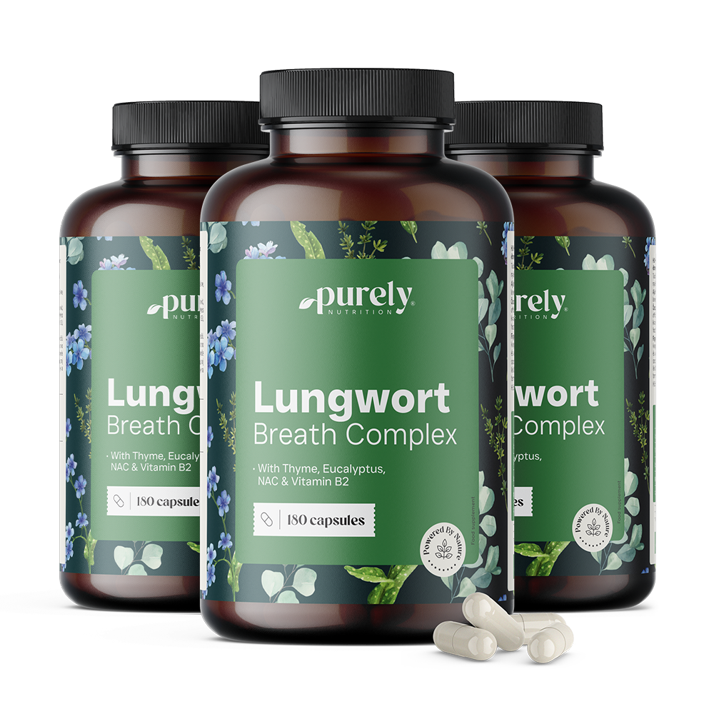 3x Lungwort Breath Complex - longkruid met tijm en eucalyptus, totaal 540 capsules